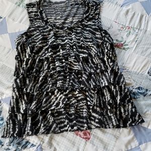 Black and white ruffle blouse